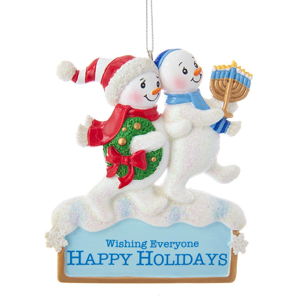 Hanukkah and Christmas Snowmen Ornament