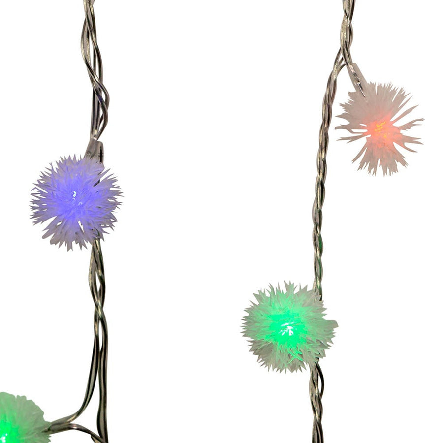 16.3' UL 50L Spiked Snowball Double Flash Light Set With Clear Wire