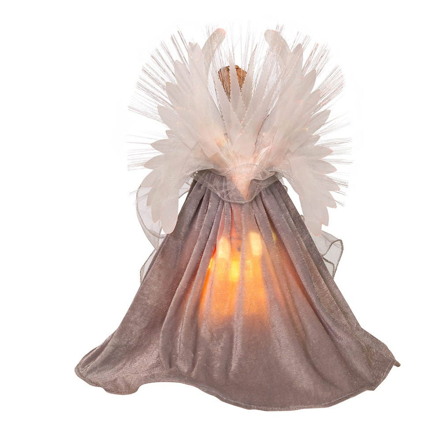 16" Fiber-Optic White, Silver and Grey Angel Treetop