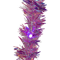 6.5' 100L Purple Iridescent Tinsel With Purple Superbright LED Cascade Light