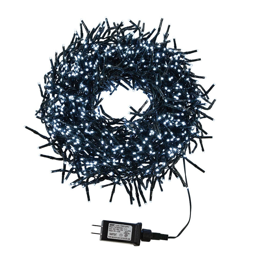 33' 1000L Cool White LED Multifunction Connectible Cluster Garland