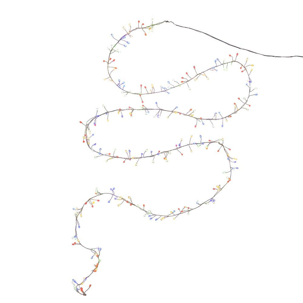 9.8' 300L Multicolor Superbright LED Silver Wire Cluster Garland