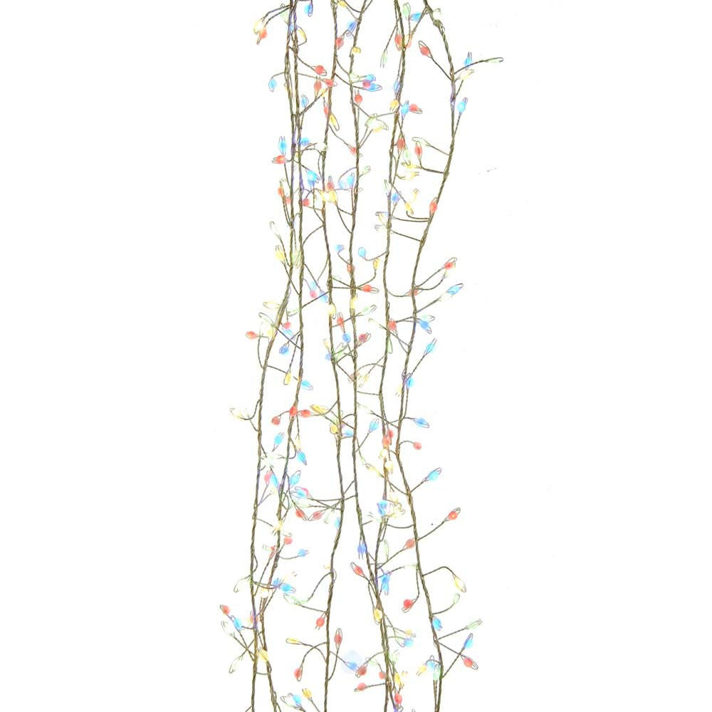 9.8' 300L Multicolor Superbright LED Silver Wire Cluster Garland