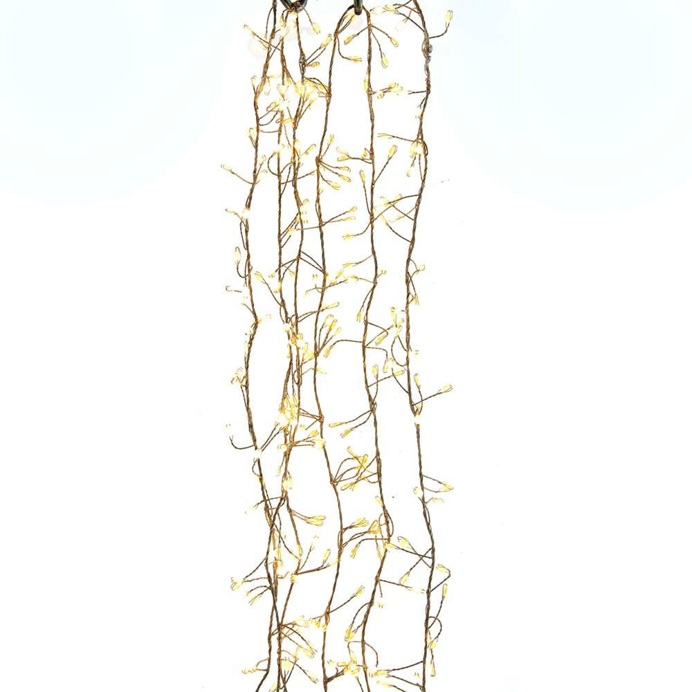 9.8' 300L Warm White Superbright LED Silver Wire Cluster Garland