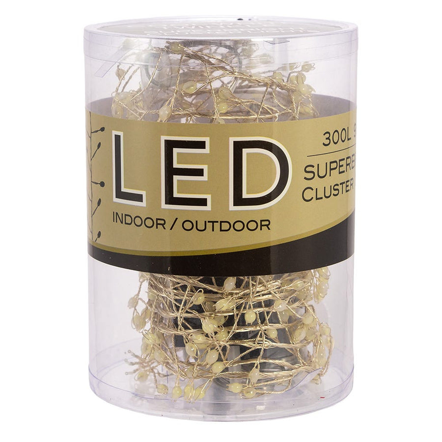 9.8' 300L Cool White Superbright Twinkle LED Silver Wire Cluster Garland