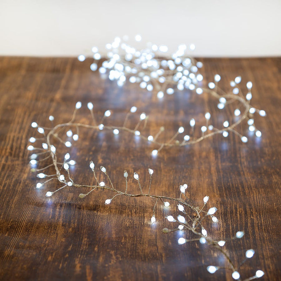 9.8' 300L Cool White Superbright Twinkle LED Silver Wire Cluster Garland