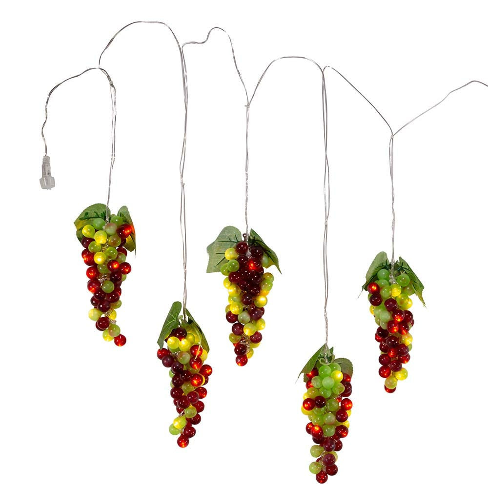 5.3' 100L Green and Burgundy Grape Cluster LED Light Set