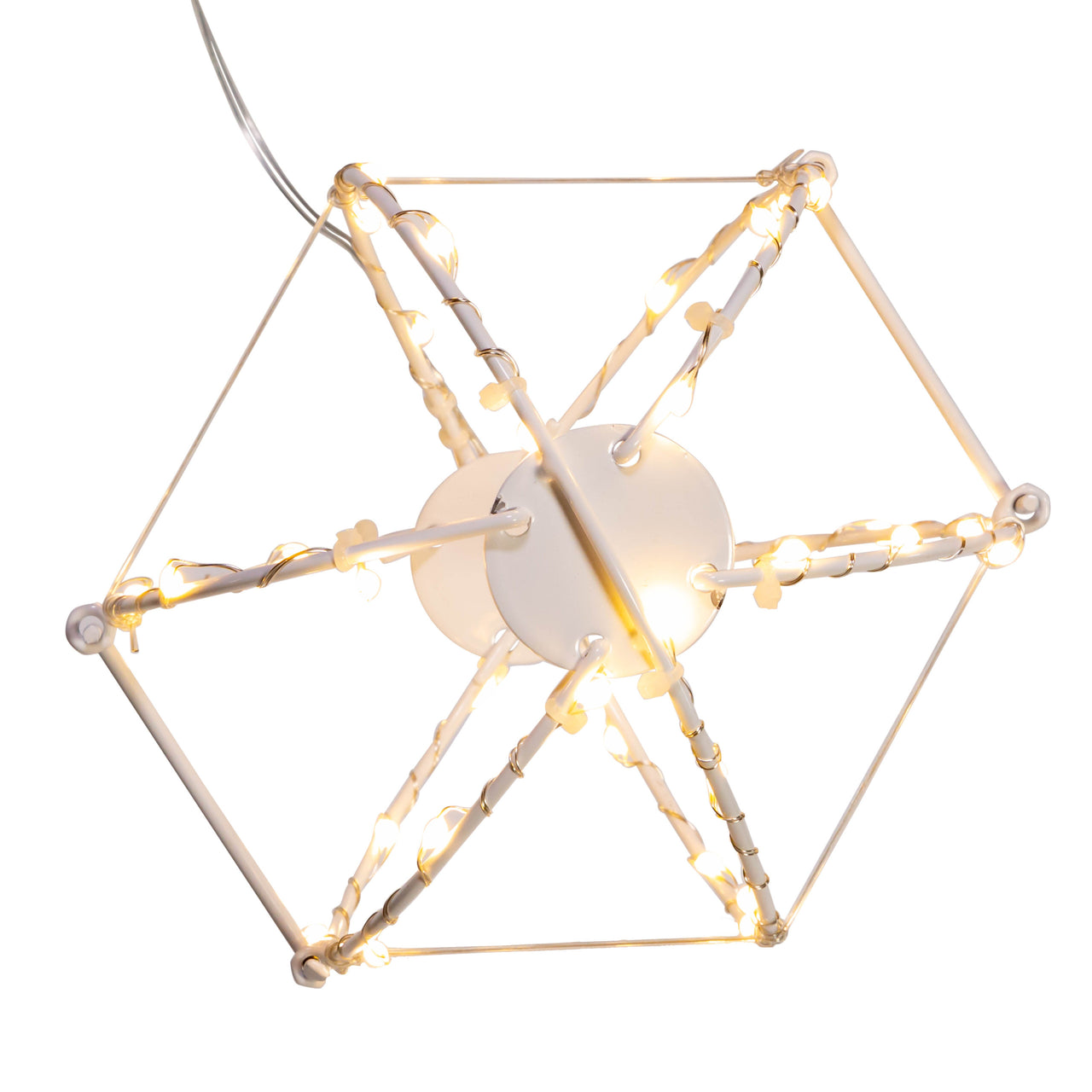 6" 36L Warm White Superbright LED Light White Painted Foldable Metal Sphere