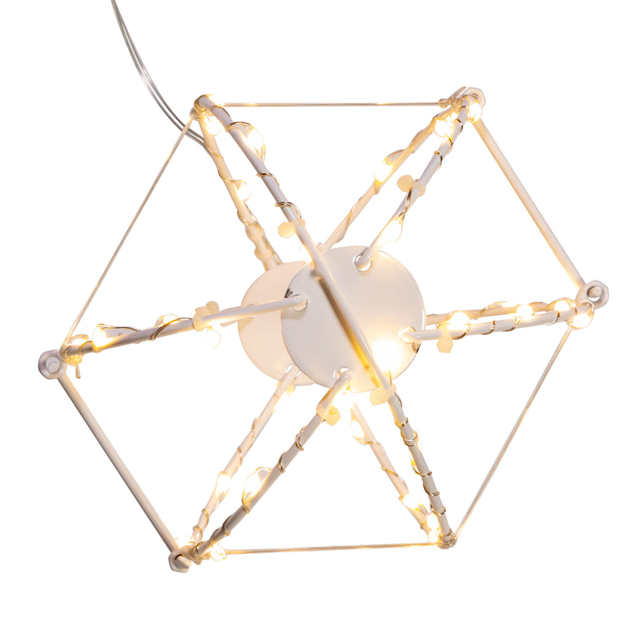 6" 36L Warm White Superbright LED Light White Painted Foldable Metal Sphere