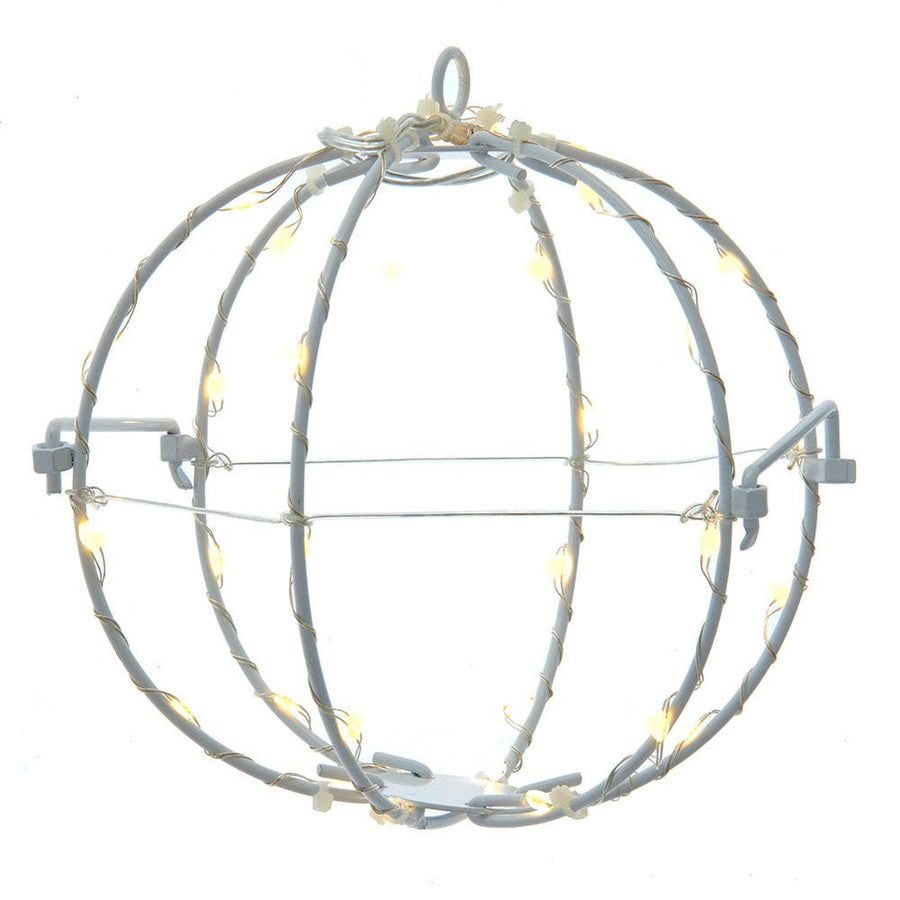 6" 36L Warm White Superbright LED Light White Painted Foldable Metal Sphere