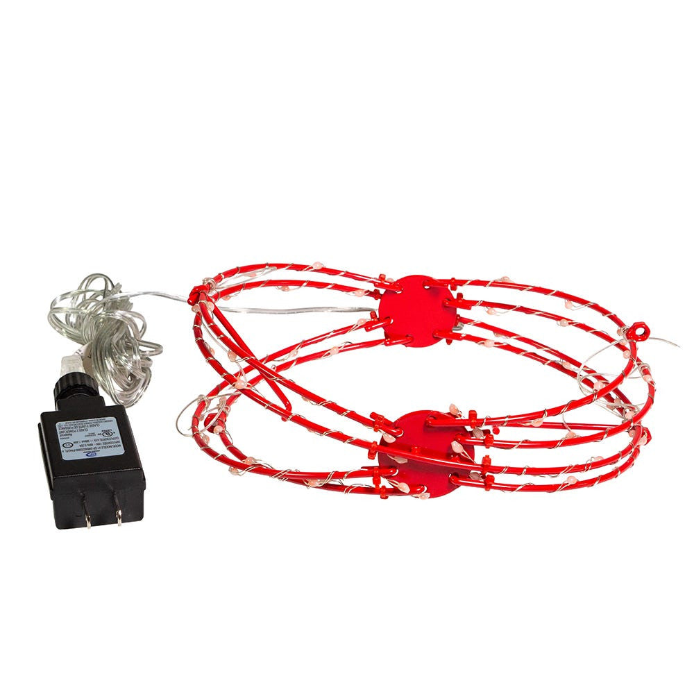 8" 64L Red Superbright LED Light Red Painted Foldable Metal Sphere