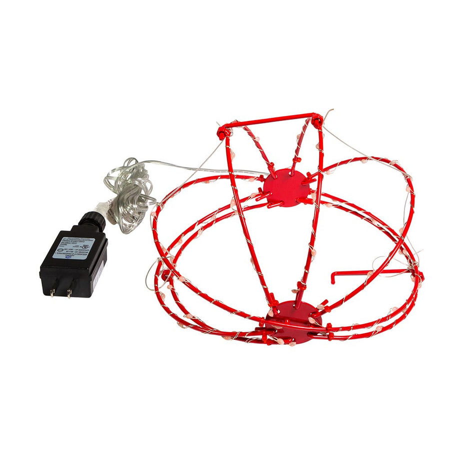 8" 64L Red Superbright LED Light Red Painted Foldable Metal Sphere