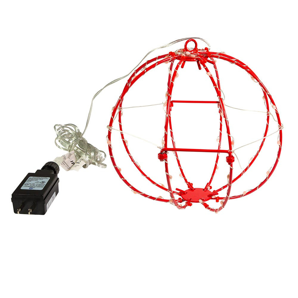 8" 64L Red Superbright LED Light Red Painted Foldable Metal Sphere