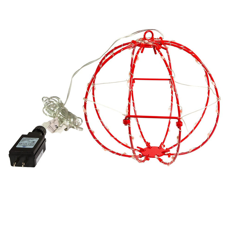 8" 64L Red Superbright LED Light Red Painted Foldable Metal Sphere