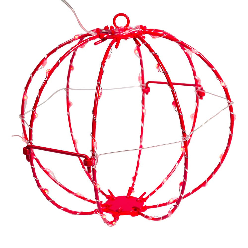 8" 64L Red Superbright LED Light Red Painted Foldable Metal Sphere