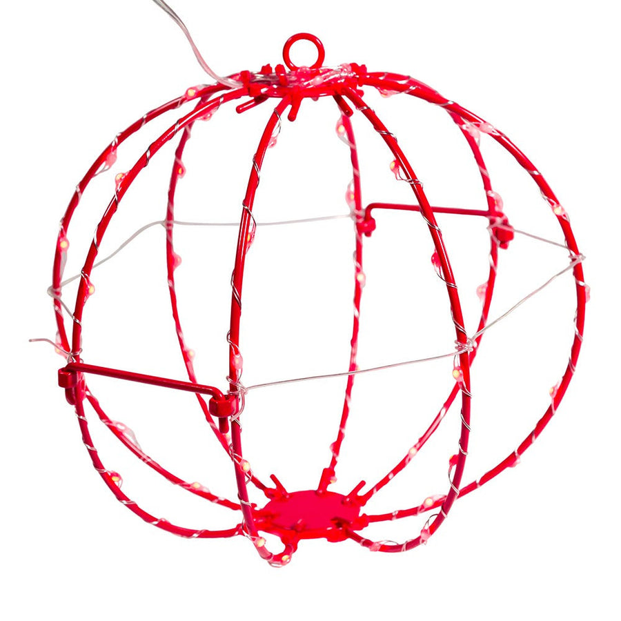 8" 64L Red Superbright LED Light Red Painted Foldable Metal Sphere