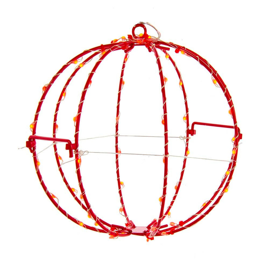 8" 64L Red Superbright LED Light Red Painted Foldable Metal Sphere