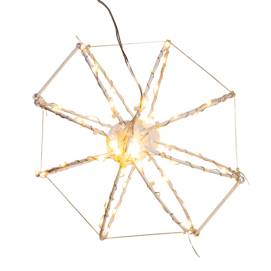8" 64L Warm White Superbright LED Light White Painted Foldable Metal Sphere
