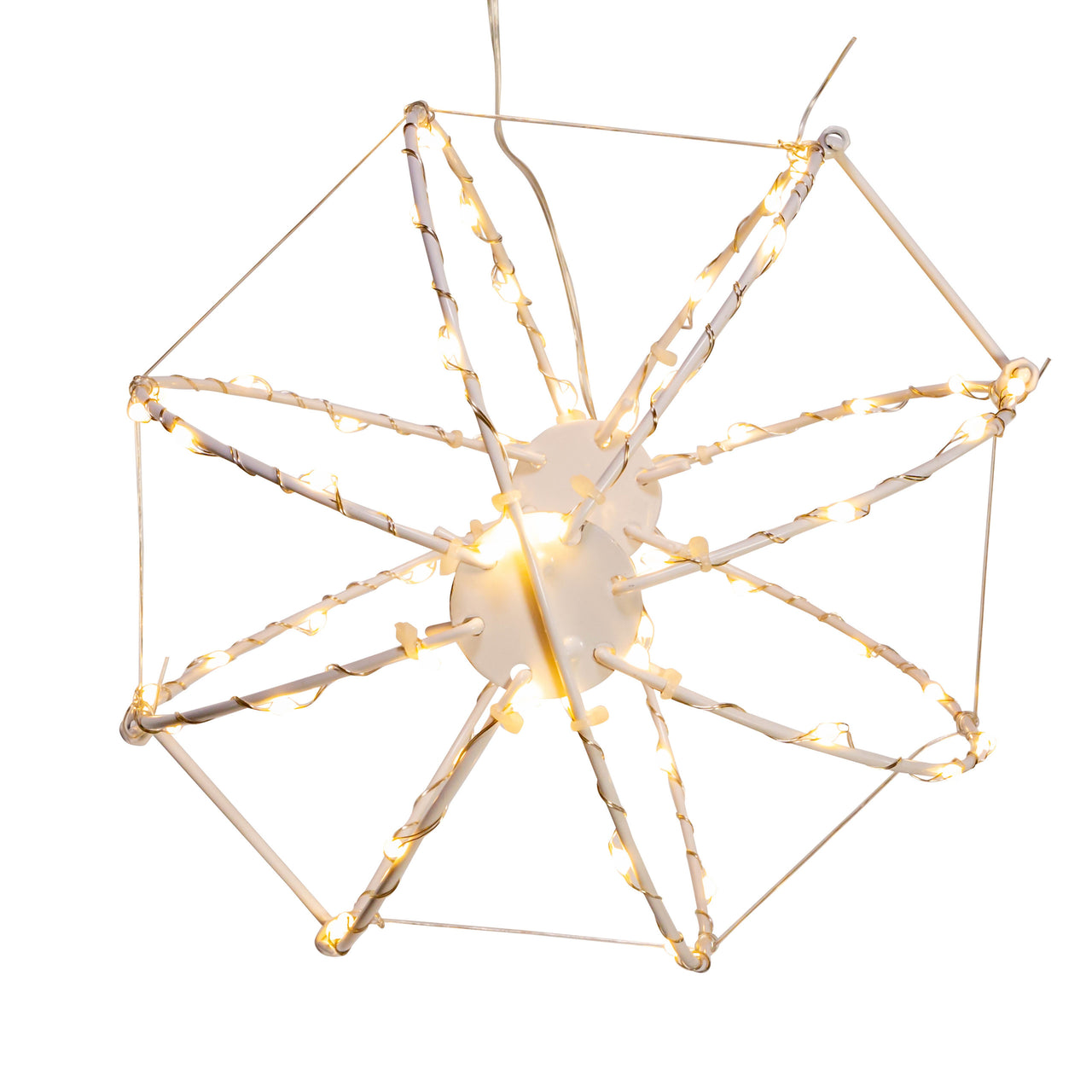 8" 64L Warm White Superbright LED Light White Painted Foldable Metal Sphere