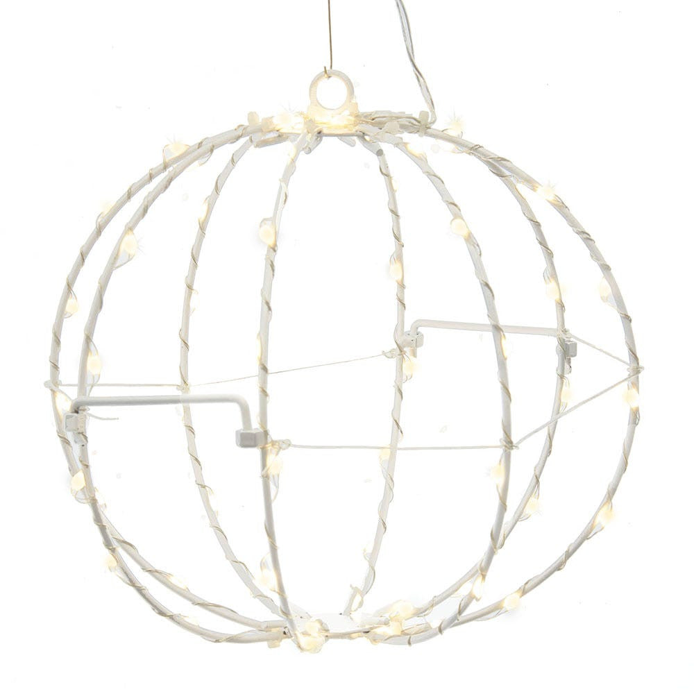8" 64L Warm White Superbright LED Light White Painted Foldable Metal Sphere
