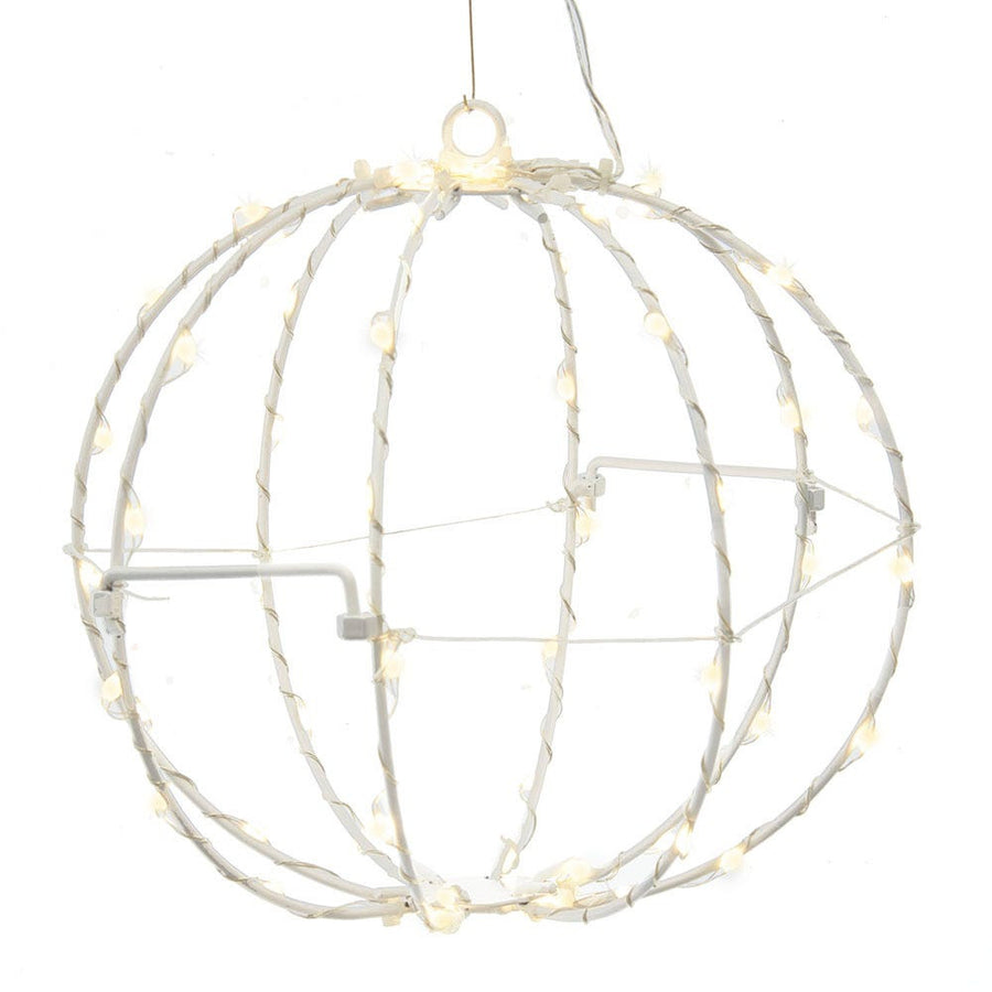 8" 64L Warm White Superbright LED Light White Painted Foldable Metal Sphere