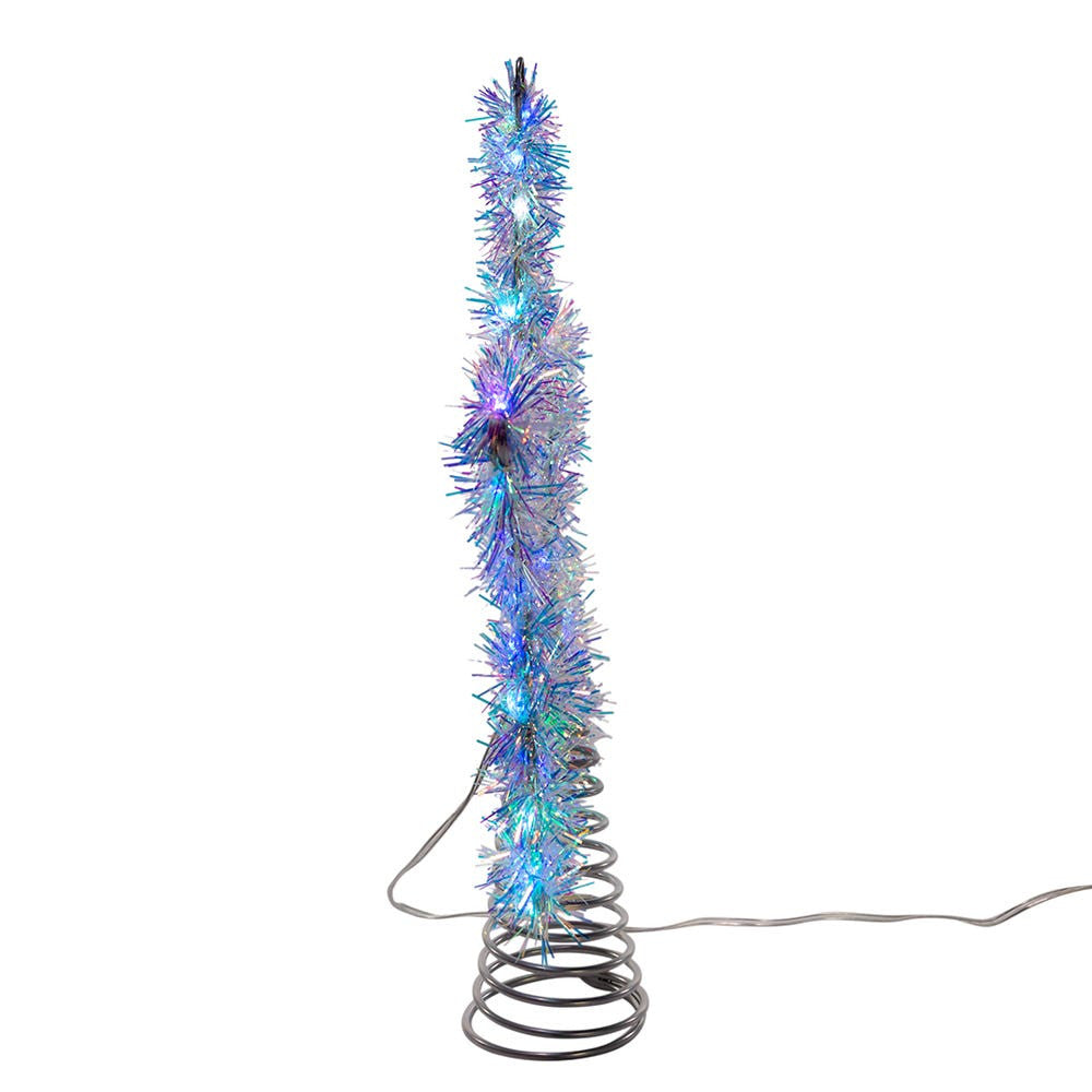 12" 55L RGB LED Silver Tinsel Star Treetop