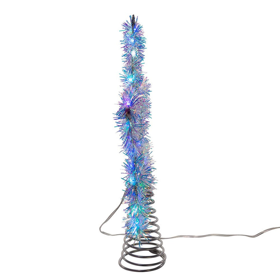 12" 55L RGB LED Silver Tinsel Star Treetop