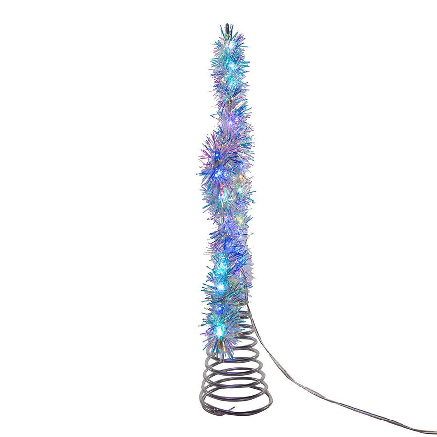 12" 55L RGB LED Silver Tinsel Star Treetop