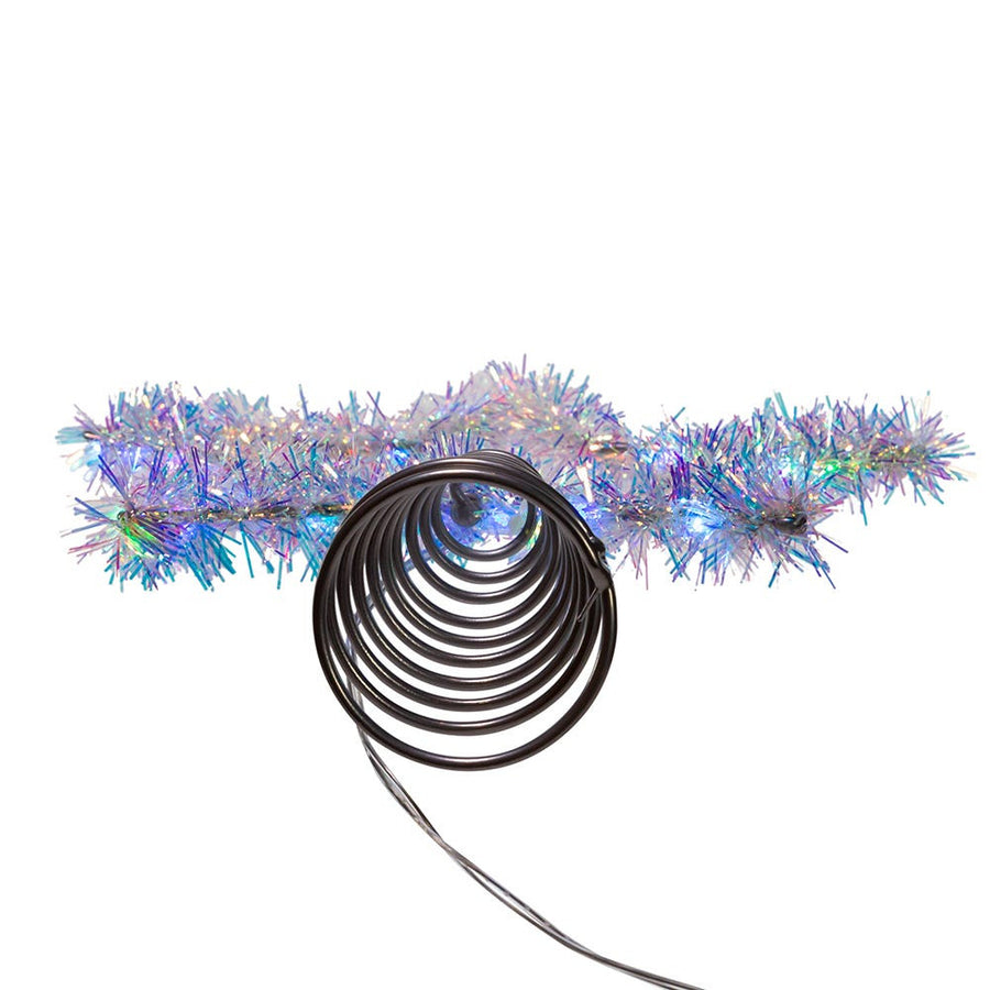 12" 55L RGB LED Silver Tinsel Star Treetop