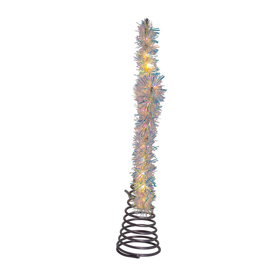 12" 55L Warm White Twinkle LED Silver Tinsel Star Treetop