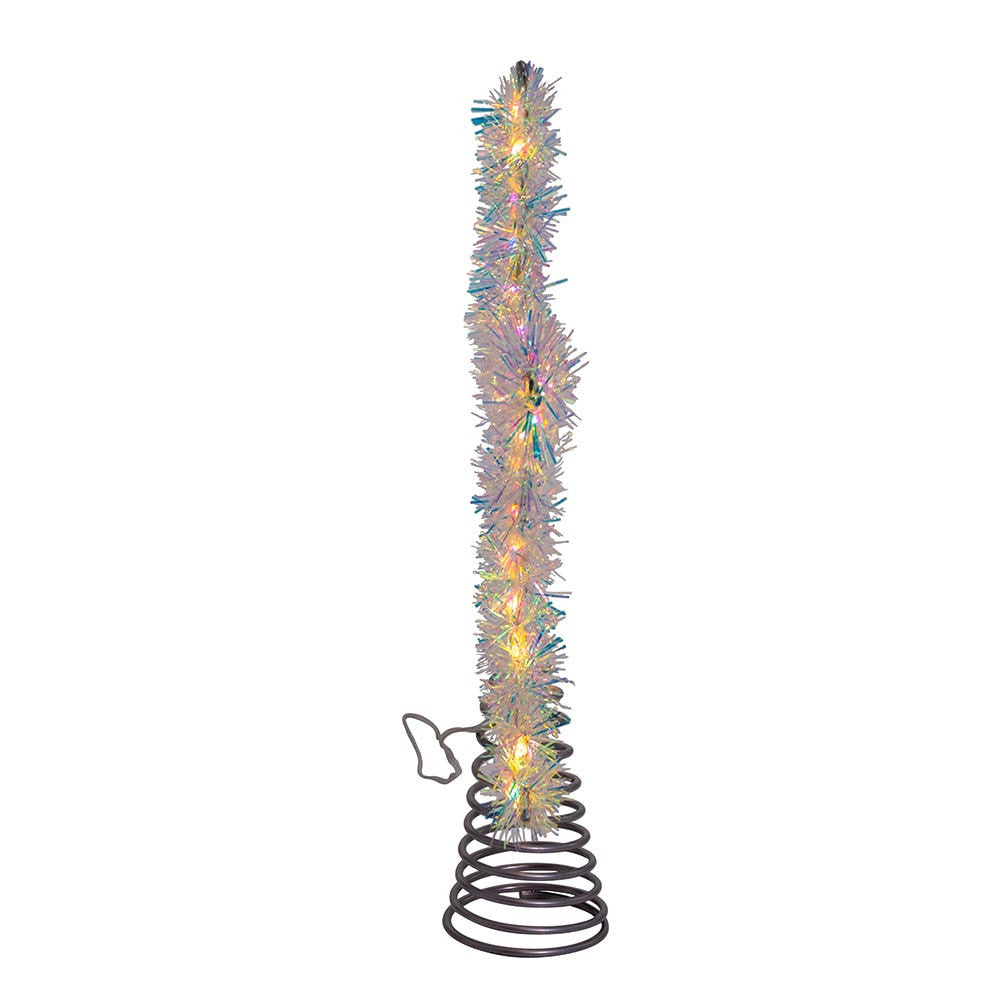 12" 55L Warm White Twinkle LED Silver Tinsel Star Treetop
