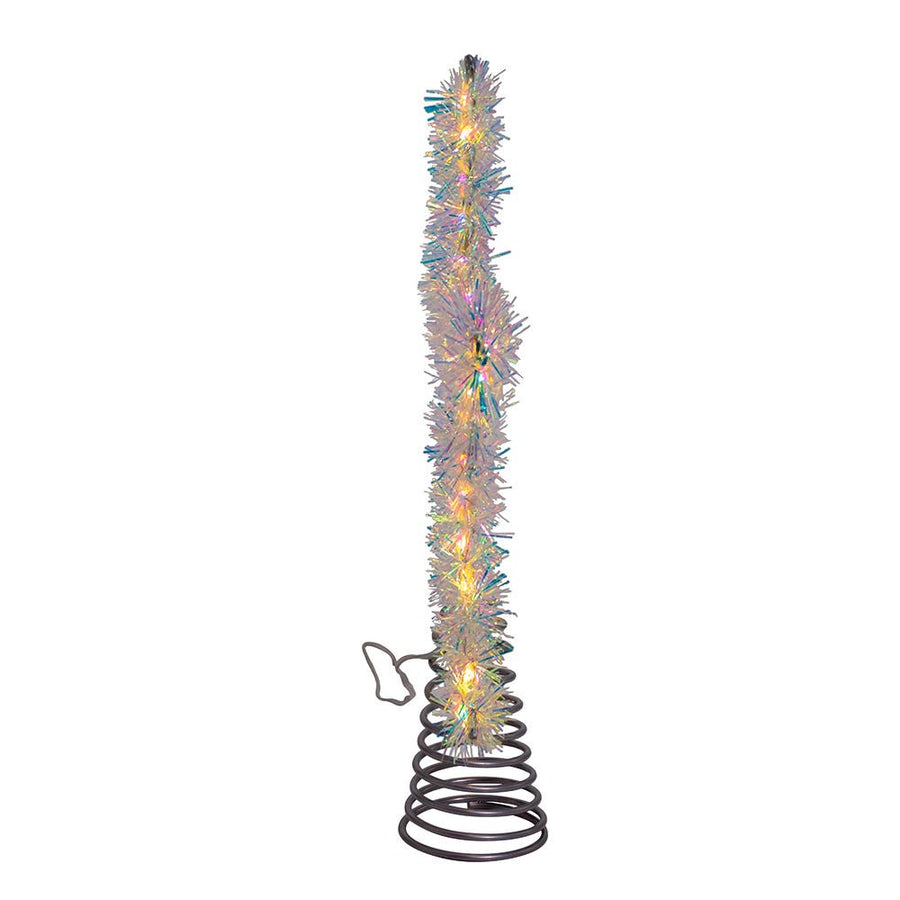 12" 55L Warm White Twinkle LED Silver Tinsel Star Treetop