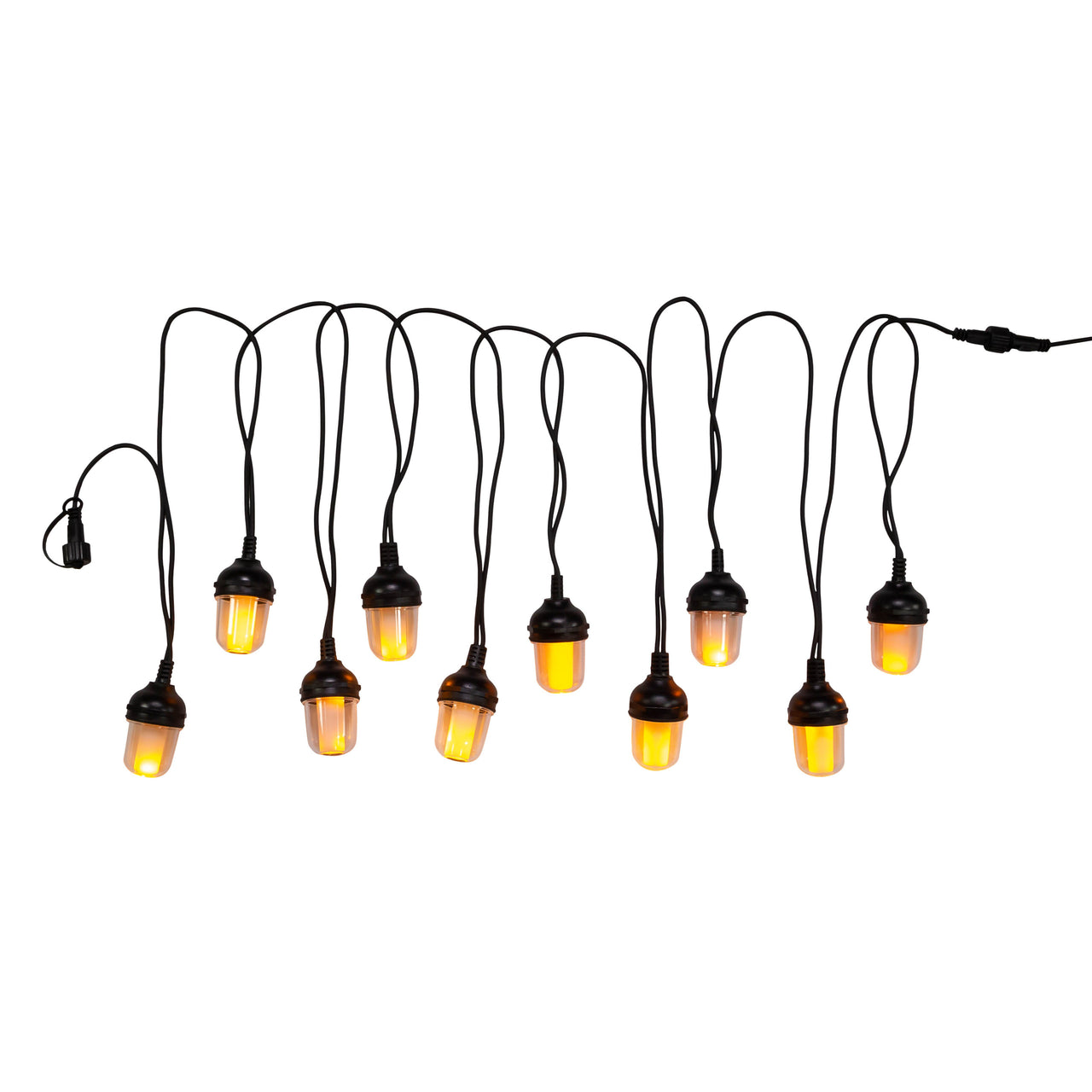 14.75' 100L 10-Piece Lantern With Flicker Flame LED Connectible Light Set
