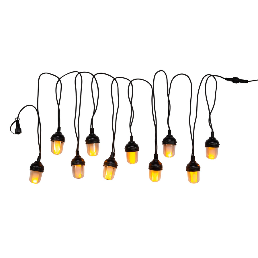 14.75' 100L 10-Piece Lantern With Flicker Flame LED Connectible Light Set