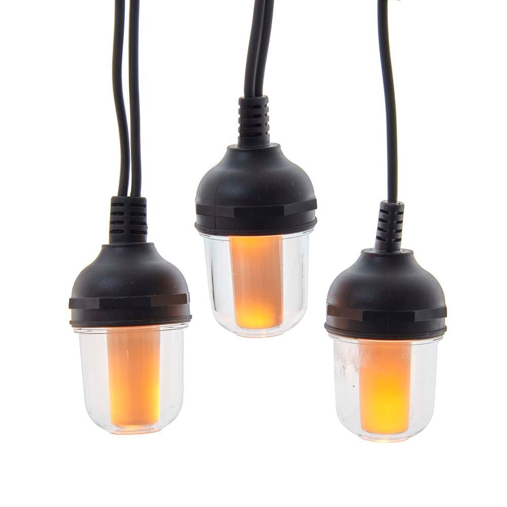 14.75' 100L 10-Piece Lantern With Flicker Flame LED Connectible Light Set