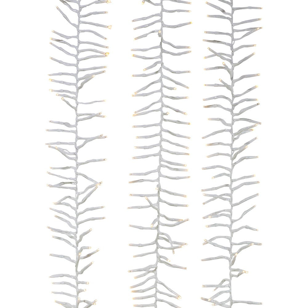 65' 2,000L Warm White 3MM LED Multifunction Cluster Garland With White Wire