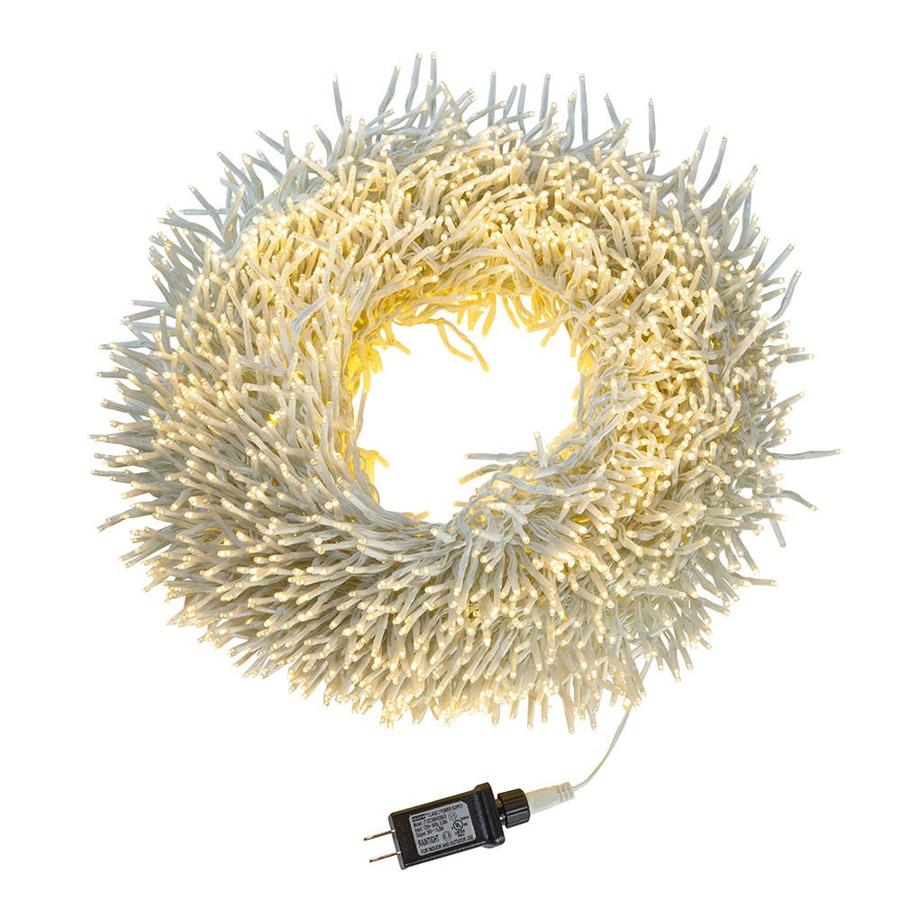 98' 3,000L Warm White 3MM LED Multifunction Cluster Garland With White Wire