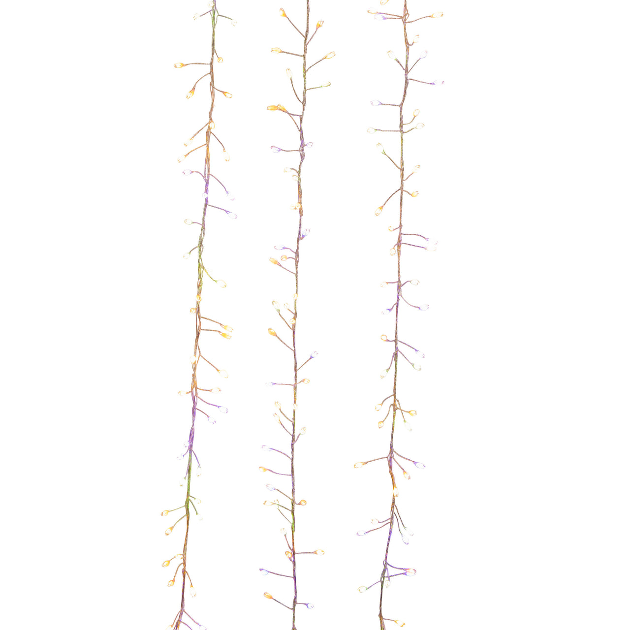9.8' 300L Dual Color (Warm White & Multicolor) Superbright LED Silver Wire Cluster Garland