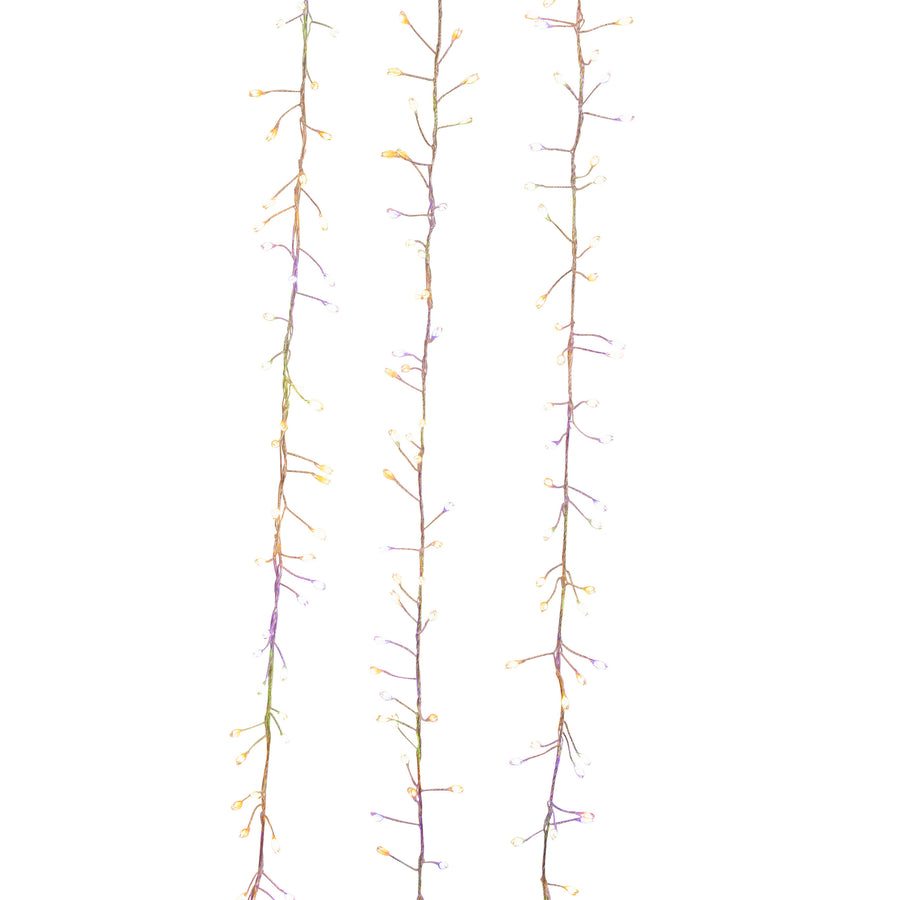 9.8' 300L Dual Color (Warm White & Multicolor) Superbright LED Silver Wire Cluster Garland