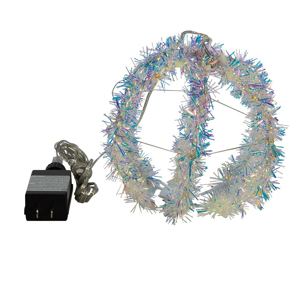 6" 36L Multicolor Superbright LED Iridescent Silver Tinsel Foldable Metal Sphere