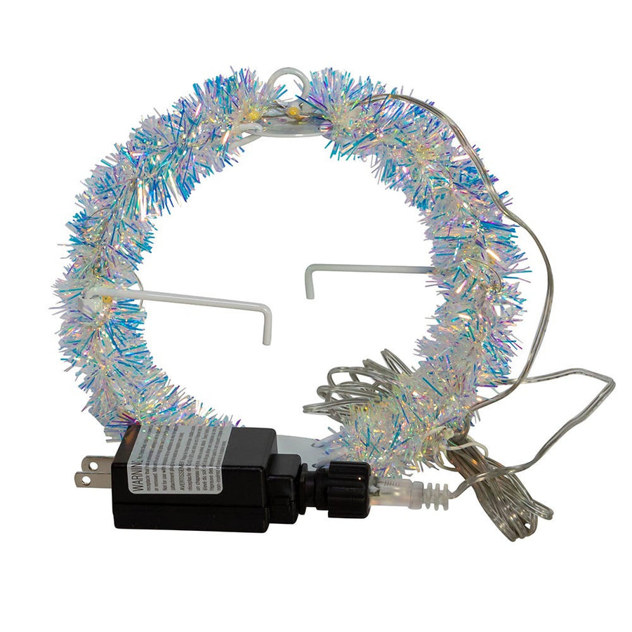 6" 36L Warm White Superbright LED Iridescent Silver Tinsel Foldable Metal Sphere