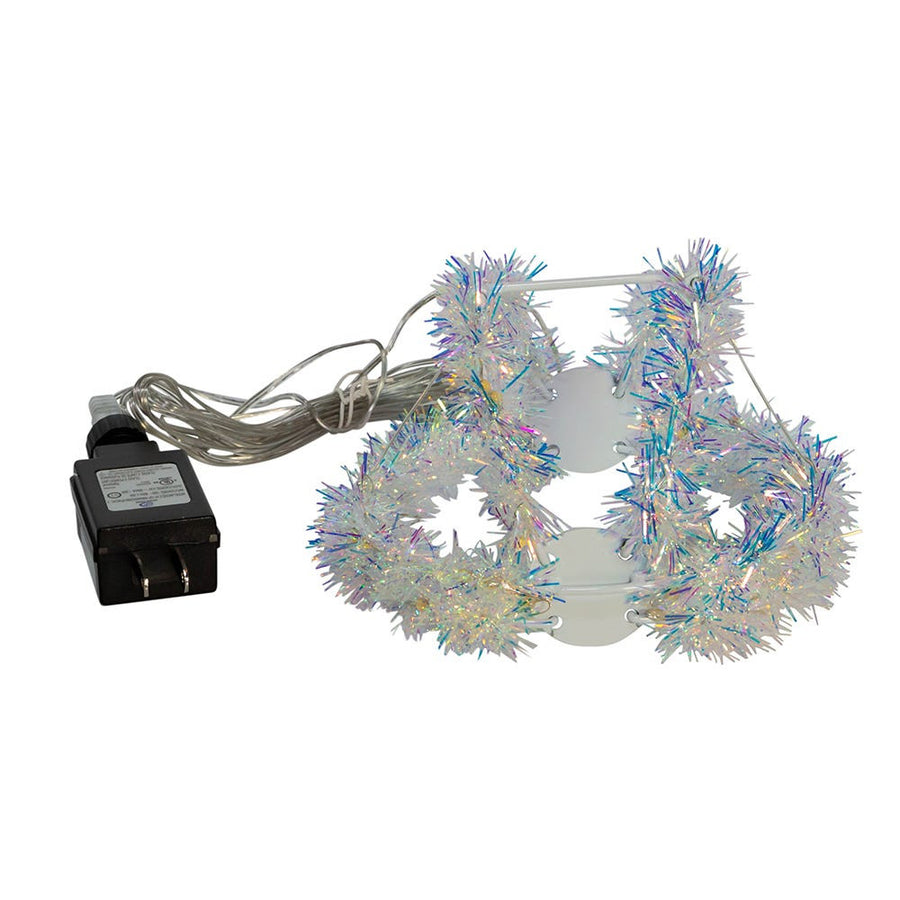 6" 36L Warm White Superbright LED Iridescent Silver Tinsel Foldable Metal Sphere