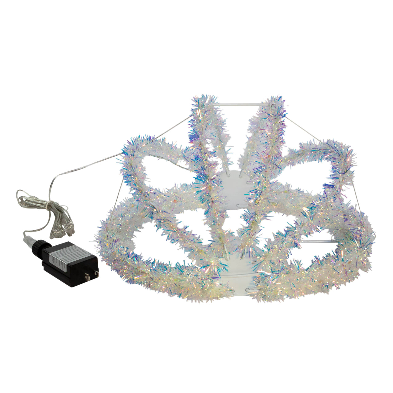 12" 100L Multicolor Superbright LED Iridescent Silver Tinsel Foldable Metal Sphere