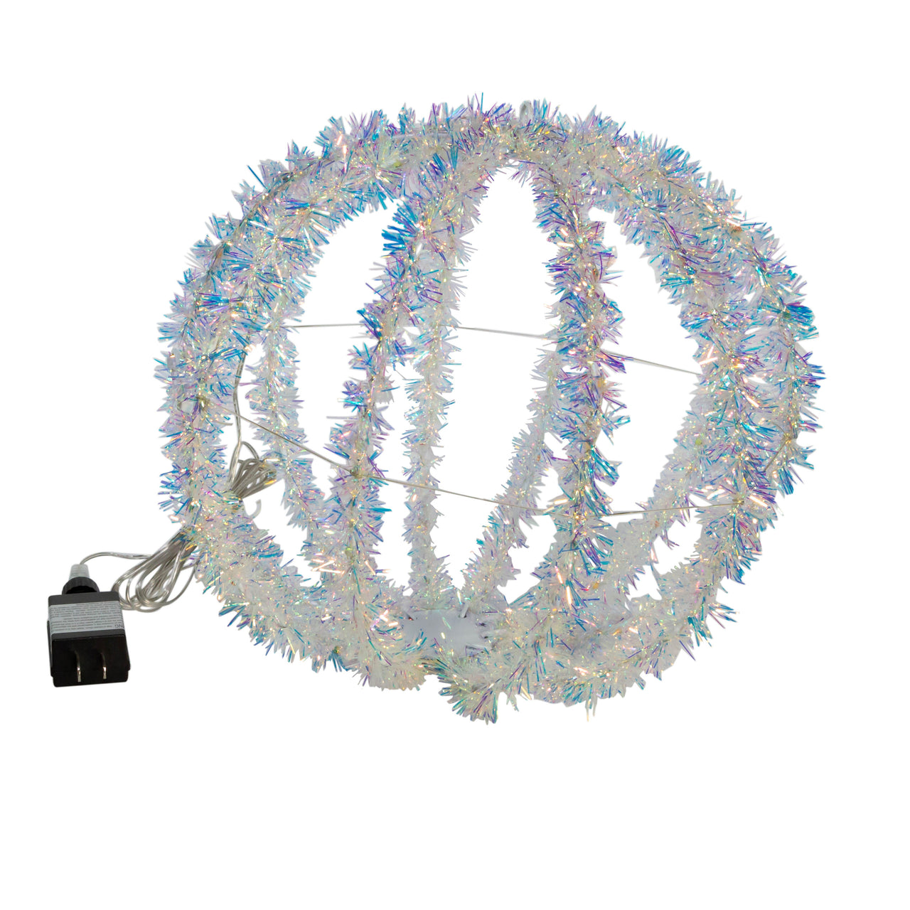 12" 100L Multicolor Superbright LED Iridescent Silver Tinsel Foldable Metal Sphere