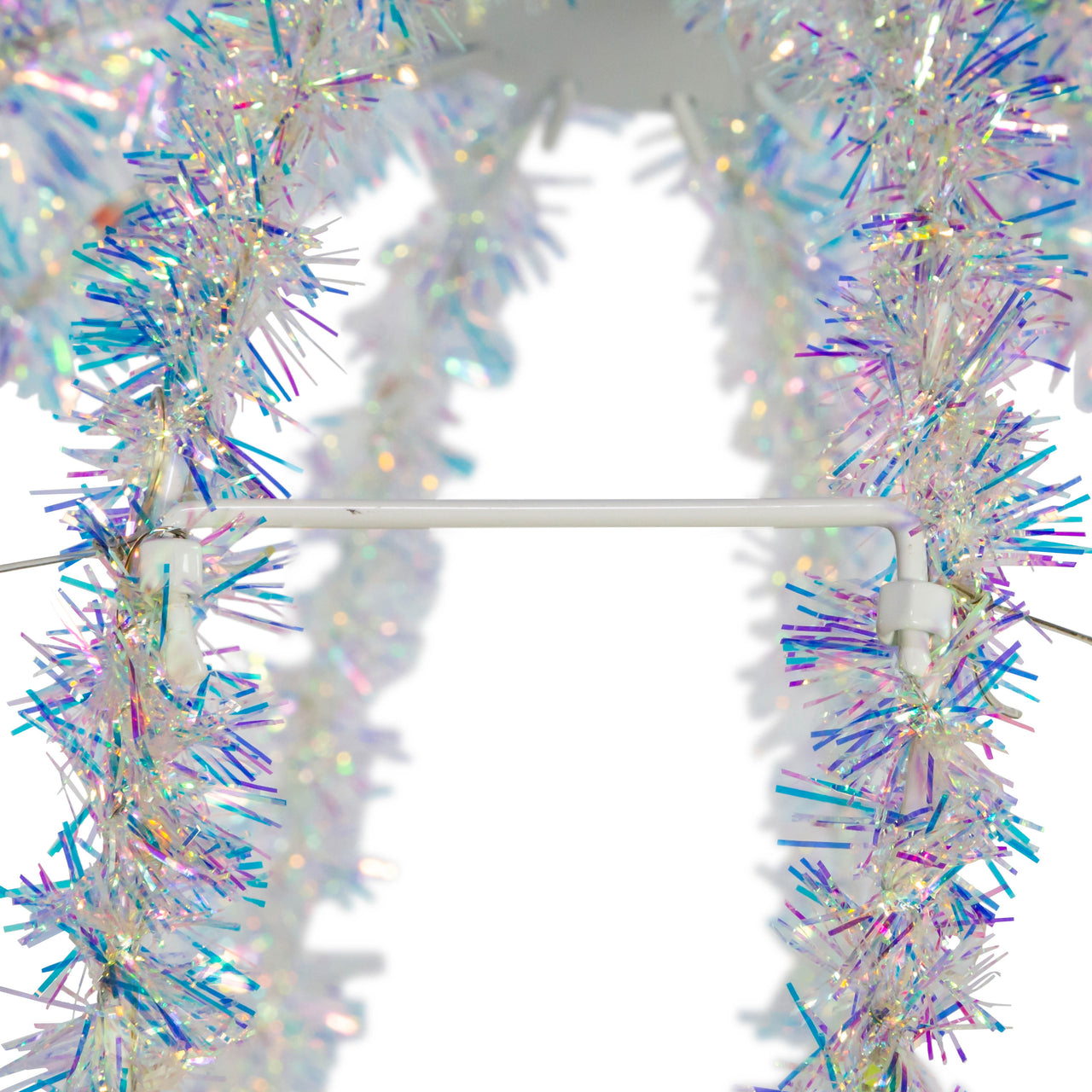 12" 100L Multicolor Superbright LED Iridescent Silver Tinsel Foldable Metal Sphere