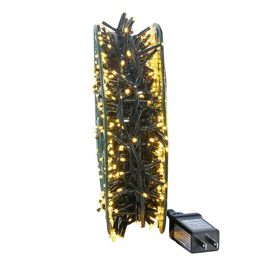49' 600L Warm White 3MM LED Multifunction Rice Lights With Green Wire On Spool
