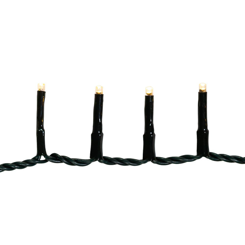 49' 600L Warm White 3MM LED Multifunction Rice Lights With Green Wire On Spool