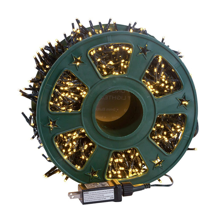 98' 1,200L Warm White 3MM LED Multifunction Rice Lights With Green Wire On Spool