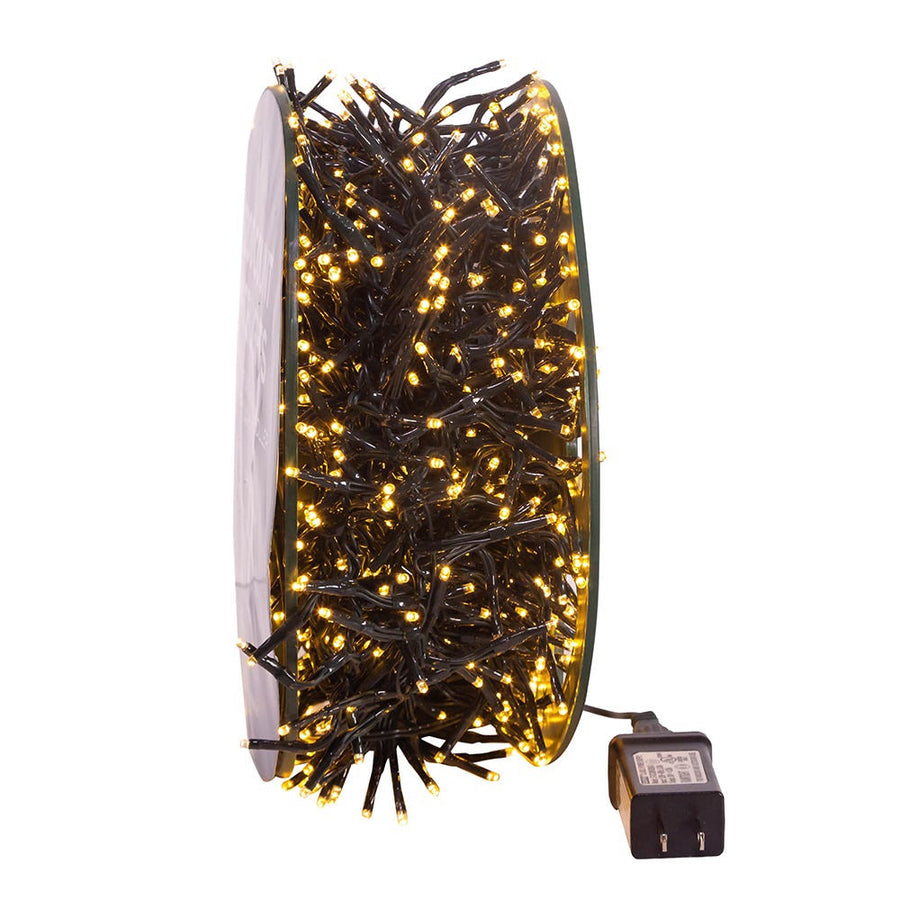 98' 1,200L Warm White 3MM LED Multifunction Rice Lights With Green Wire On Spool