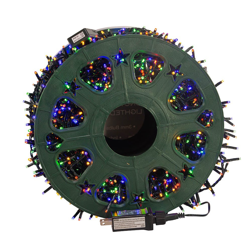 148' 1,800L Multicolor 3MM LED Multifunction Rice Lights With Green Wire On Spool